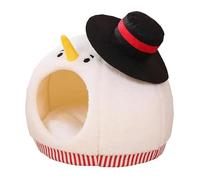 Cat Bed, Cute Warm Enclosed Snowman Pet Furniture with Washable Cushion