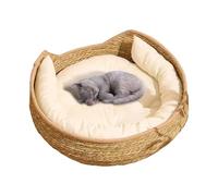 Cat Bed - Feline Rest Woven Nest For Kitten Sanctuary | Elevated Weaving With Washable Pad Luxurious Inner Bolster & Breathable Construction, Premium Materials For Year Round Comfort, Mature Pets