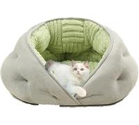 Cat Bed For Cats & Small Dogs, Semi-Enclosed Design Beds For Indoor, Extra Soft Pet For Kitty Puppy(Green,M)