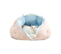 Cat Bed for Cats & Small Dogs, Semi-Enclosed Design Cat Beds for Indoor Cats, Extra Soft Pet Bed for Kitty Puppy (Pink,Large)