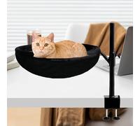 Cat Bed for Desk - 360° Rotatable & Height Adjustable, Soft Cat Hammock Cat Sleeping Place for Home Office - All Year Round Use, 40 x 40 x 39 cm (Black/White)