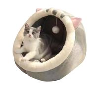 Cat Bed for Indoor Cats - Cat House | Cute Beds for Indoor Cats | Semi-Enclosed Cat House | Decorative Semi-Enclosed Pet Cave with Suspending Toy and Cotton Pad for Puppy Kitten