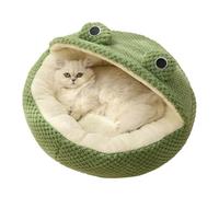 Cat Bed for Indoor Semi Enclosed Cute Frog Plush Cave Washable Cat Hideaway Cat Cabin for Cats Rabbits Beds and Furniture Cat Gifts M