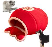 Cat Bed In Cave Shape - Warm Cat House With Red Design,Cat Shelter Sleeping Bed - For Use By Puppies And Kittens For Indoor And Outdoor Home And Winter Sleep