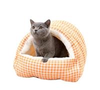 Cat Bed in the Shape of a Cave | Partially Enclosed with Plush Lined House - Partially Enclosed Washable Hideaway for Cats - For Cat , Small Pets, Winter, Indoor, Sleep