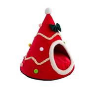 cat bed, Kennel Christmas Tree Shape Pet Nest Tent Autumn And Winter Warm Creative National Tide Semi-closed Cat Puppy,parts(Red Christmas tree,M)