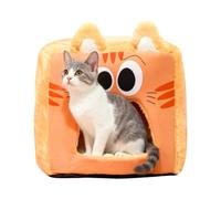 Cat Bed Nest - Plush Indoor House for Kittens Small Pets | Enclosed Warm Cave with Removable Cushion, Soft Fleece Fabric for Sleeping Lounging or Napping, Portable Pet Shelter 14.97x14.97x14.97 in
