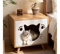 Cat Bed Nightstand - Multifunctional Wooden Bedside Table for Bedroom, Creative and Stylish Design, Perfect Storage Solution for Cat Owners