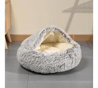 Cat Bed Pet Cave Igloo House, Plush Hooded Large Dog Bed Foldable Tent with Anti-Slip Bottom, Semi-closed Fluffy Small Cats Kitten Puppy Nest Medium Kennel (Coffee,50cm)