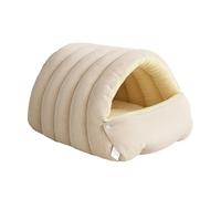Cat Bed, Pet Cave Made of Velvet, Removable Hiding Place for Kittens, Warm Nest, Comfortable for Indoor Cats, Winter Sleeping Area, Light Beige, M