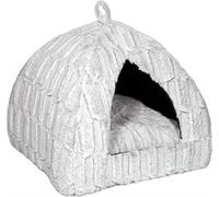 Cat Bed Pet Igloo Cave Small Wool Nest Cozy Igloo Bed Winter House Kennel Grey