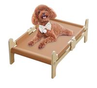 Cat Bed, Portable Pet Bed, Raised Cat Cot | Breathable Elevated Mesh, Sturdy Wood Frame | 60×36.5×21 Cm | For Indoor Floor, Patio, Beach, Garden, Backyard, Camp