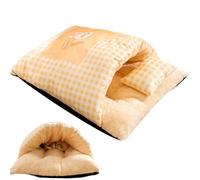 Cat Bed, Provide Ultimate Comfort with Our Cat Cave Bed Featuring a Cozy Pillow and Stylish Plaid Design, Perfect Enclosed Warm Nest for Outdoor Cats and Bunnies During Winter and Autumn Seasons