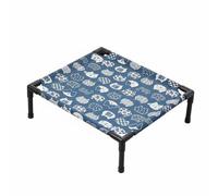 Cat Bed Raised Sleeping Cot Elevated Pet Couch Breathable Oxford Cloth Sturdy PVC Frame Suitable for Indoor Lounge Outdoor Camping Travel, Small, Blue Cat