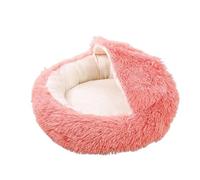 Cat Bed - Round Fluffy Cat Cave with Soft Plush Hood Non-Slip Bottom & Washable Design Warm Igloo Bed for Cats Kittens and Puppies(Pink,Medium)