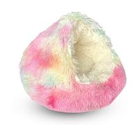 Cat Bed Round Fluffy Hooded Cat Bed Cave Puppy & Kitty with Non-collapsed Plush Cover Cat Bed Donut Cat Bed Multipurpose Dog Bed Cave Waterproof Bottom Washable (Color : Rainbow Color, Size : 19.5" 5