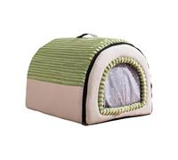 Cat Bed Small Dog Bed with Door Flap,Cat Cave Bed Indoor Outdoor,Enclosed Removable & Machine Washable Pet Bed Foldable Cat House Tent,Soft Kitten Shelter (Green, L)