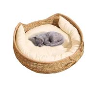 Cat Bed Soft Cotton Rope Woven All Season Pet Cave | Cute Cat Bed Nest with Cushion for Indoor Kitten Rest Scratching Home Bay Window