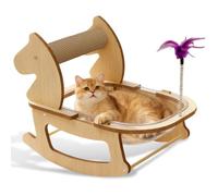 Cat Bed, Space Capsule Transparent House for Indoor Cats, Cats Couch Scratcher Scratching Pad, 3-in-1 Vintage Rocking Horse Cat Tree with Cat Teasing Ball,Cute and Multi-Function