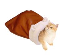 Cat Bed | Super Soft PU Leather Cavern Nest | Self Heating Cushion And Pet Bag Mat - For Soothing Kitten Puppy Pet Travel Winter