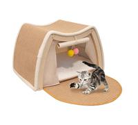 Cat Bed Tent - Wood And Sisal Rest And Play House With Sisal Scratching Board | Scratch-Resistant Winter Warm Cat Villa For Room Bedroom Pet Room Winter Indoor Home Living