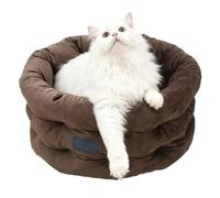 Cat Bed | Thick Circular Cushion with Raised Border - Non-slip Base for Warm and Comfortable Bed | for Puppy Christmas Winter Indoor Outdoor