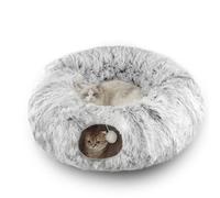 Cat Bed Tunnel - 2-in-1 Plush Kitten Cave - Warm Cat Sleeping Bed,for Pet Parents Animal Lovers Office Bedroom Recovery Period Nighttime Sleeping Daytime Napping Rescue Shelter