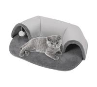 Cat Bed Tunnel - Fleece Pet Tunnel, Warm Cat Corner | Large Cozy Kitten Cave with Dangling Toy, Interactive Condo for Winter Cats and Tem