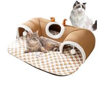 Cat Bed Tunnel, Play Tent House, Warm Shelter Design, Foldable Structure, Soft Fabric, Ideal for Dog, Pet, Indoor, Outdoor, Wall Corner, Games, Outside Use 341 inch Brown