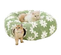Cat Bed Tunnel - Washable Plush Bed with Ball - Flower Design Plush Cat Tubes and Tunnels,for Scratching Teething Indoor Outside Kitten Bunny Puppy Entertainment