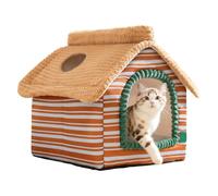 Cat Bed - Warm Winter House With Window In Top View | Soft Plush Cat Cave Bed | For Kitten Puppy Small Pet Sleep Indoor Home Decoration Bedroom Living Room B