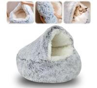 Cat Bed, Washable Plush Small Kitten Bed with Non-slip Bottom, Portable Dog Cave Hooded Beds of Indoor Outdoor Pet Sleeping gray 40 cm / 15.74 in