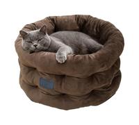 Cat Bed - Washable Raised Edge for Sofa & Couch | Round Cat House with Non-Slip Base - Cuddly Pet Cushion for Puppies Kittens Christmas Winter Indoor Sleeping Area