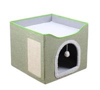 Cat Bed with Plush Ball, Foldable Kitten House, Plush Cat Bed, Space-Saving Design, Comfortable, 41x41x35cm for Kittens, Puppies, and Small Animals Needing a Snug Resting Spots