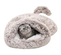 Cat Beds Cave for Indoor Cats for Small Dogs, Washable Sleeping Bag Calming, Soft Fluffy Self-Warming and Cozy Anti-Anxiety Cuddler (Coffee)