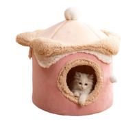Cat Beds for Indoor,Cat Cave Bed Igloo，Cats Tent Bed House with Removable Cushion，Half Surrounded Sense of Security for Improved Sleep and Relaxation (Pink, L)