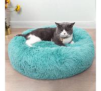 Cat Beds for Indoor Cats - Cat Bed Washable 20/24 inches, Dog Beds for Small Medium Dogs, Anti Anxiety Round Fluffy Plush Faux Fur Pet Bed, Thick Bottom (Blue, Medium)