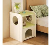 Cat Beds for Indoor Cats, Cat Kennel Cabinet & Dog House - Waterproof Indoor Pet Bed for Small Dogs/Cats, Washable Nightstand Furniture with Semi-Enclosed Design, Interactive Cat Nest (2-Tier)