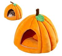 Cat Beds For Indoor Cats,Cats Washable,Cute Pumpkin Shape Sleeping Bag With Removable Washable Cushioned Pillow,Warm Cave Nest Bed,Suitable For Kitten Small Dogs(L,Orange)