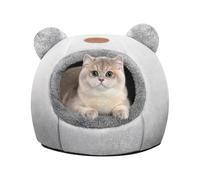 Cat Beds for Indoor Cats, Cozy Cat Tent House Igloo with Ears, Soft Fluffy Kitten Cave with Removable Cushion, Foldable Warm Pet Bed for Small Cats & Puppies
