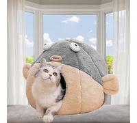 Cat Beds for Indoor Cats - Cute Animal-Shaped Cat Cave Bed for Larger Cat&2 Cats,Super Soft Calming Cat Tent for Kitten&Puppy,Small Dog,Warm Plush&Machine Washable&Removable Cotton Pad (Gray XL)