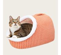 Cat Beds for Indoor Cats,Cute Slipper Cat Bed Cave,Cozy Soft Durable Slipper Dog Bed for Small,Anti Slip Bottom Cat Tent Bed,Removable Washable Cushion (Orange, S(18.3 * 12 * 10 inch))