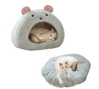 Cat Beds for Indoor Cats - Hamster-Shaped Cat Cave Bed with a Removable and Washable Cushioned Pillow. A Non-Slip Bottom Warm Cave Sleeping Nest Bed for Puppies and Kittens (Light Gray, S:15×15×12in)