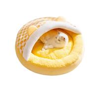 Cat Beds for Indoor Cats,Pet Cave for Puppy and Kitty,Calming Small Shell-Shaped Dog Bed for Small Dogs with Cover Cave,Cozy Warming Fluffy Washable Anti-Slip Pet Sleeping Bag (Yellow,Small)