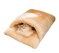 Cat Beds for Indoor Cats - Thick Plaid Dog Pillow for Bad Dogs, Relaxation Sleeping Bag | Enclosed Dog Nest Soft Thick for Autumn Winter with Closed Structure, Colc
