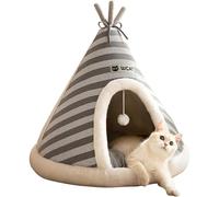 Cat Beds For Indoor Cats,Washable Small Snug Cosy Pet Igloo,Winter Warm Bed,Anti-Anxiety Hideaway Puppy Kittens With Hanging Toy Cats Puppies Dogs(L,Gray)