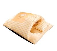 Cat Beds Indoor Cat Sleeping Bag - Closed Checked Dog Nest with Pillow | Pet Bed, Thick Cave, Small , Hamster Sleeping Mattress, A