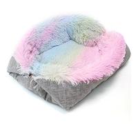 Cat Beds, Self Warming Cat Bed Tiny Dog Bed, Fluffy Cat Bed with Soft Ultra Long Plush Lining Pet Nest for Cats and Dogs(Flat: 61x51cm,Buckle: 40x26x13) (Colorful)