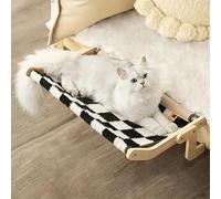 Cat Bedside Hammock Window Perch, Adjustable Cat Bed Attachment for Indoor Cats, Easy to Install on Window Sill or Bedside, Soft Checkerboard Pattern Fabric
