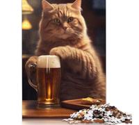 Cat Beer Pub Drink Jigsaw Puzzles Puzzle for Adults Kids. 1000 Pieces Great Gifts Challenge Toy Educational Game Home Decoration for Adults& Kids Age 14 Years Up 1000pcs (38x26cm)